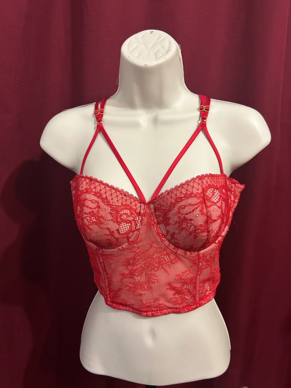 Victoria's Secret Red Lace Longline Bustier